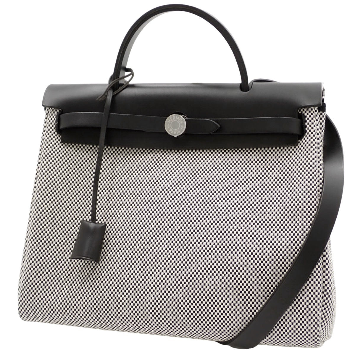Airbag Zip PM Toile GM Vache Hunter in Black and Ivory with Silver Hardware and D Stamp