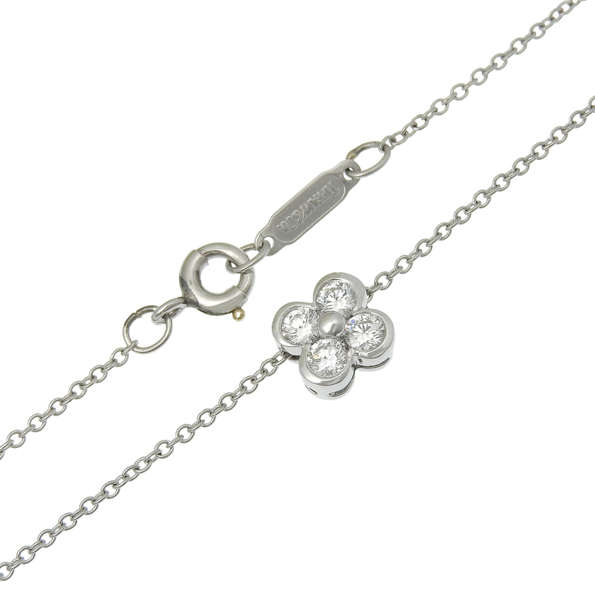 Bezel-set necklace with diamonds in platinum (Pt950)