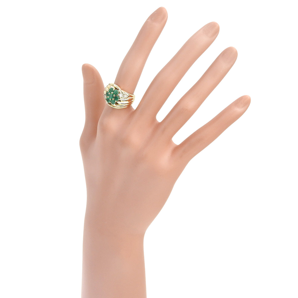 Emerald and diamond ring, E1.12/D0.48, 18K yellow gold, size 10.5 (50.5), 7.4g