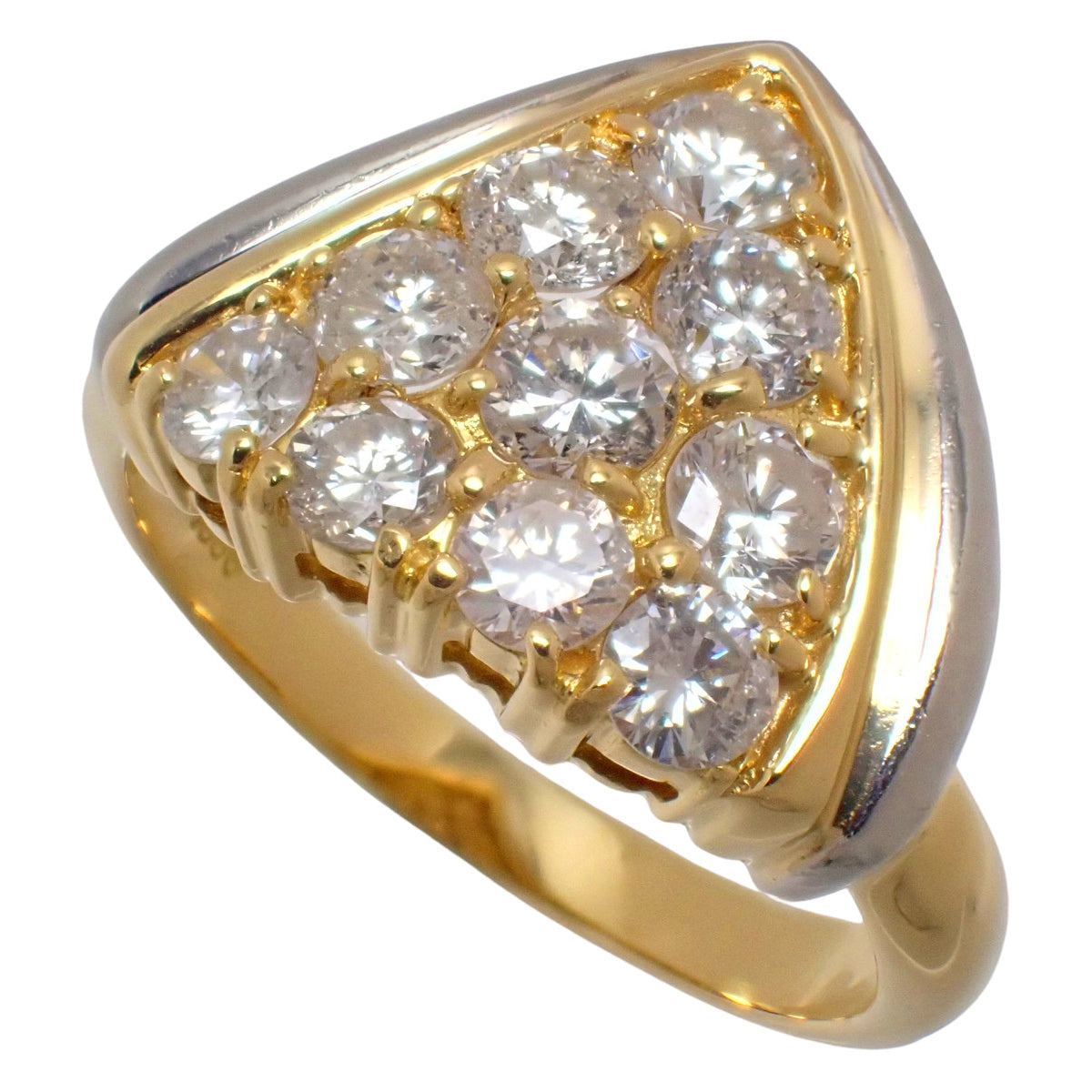 トライアングル ダイヤモンド リング D1.16 K18YG Pt850 7.0g