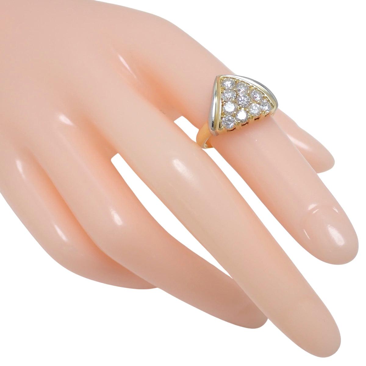 トライアングル ダイヤモンド リング D1.16 K18YG Pt850 7.0g