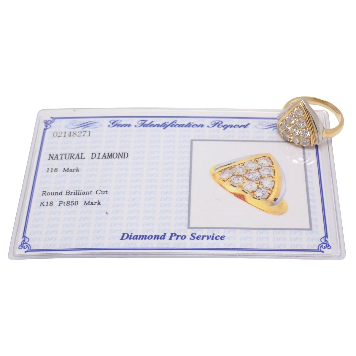 トライアングル ダイヤモンド リング D1.16 K18YG Pt850 7.0g