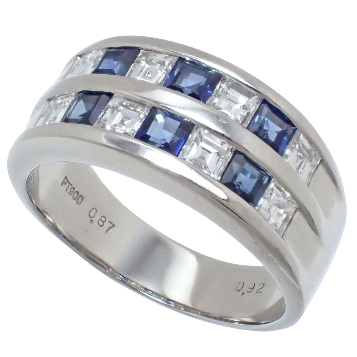 Sapphire and diamond ring, size S0.87/D0.92, platinum Pt900, 10.0g