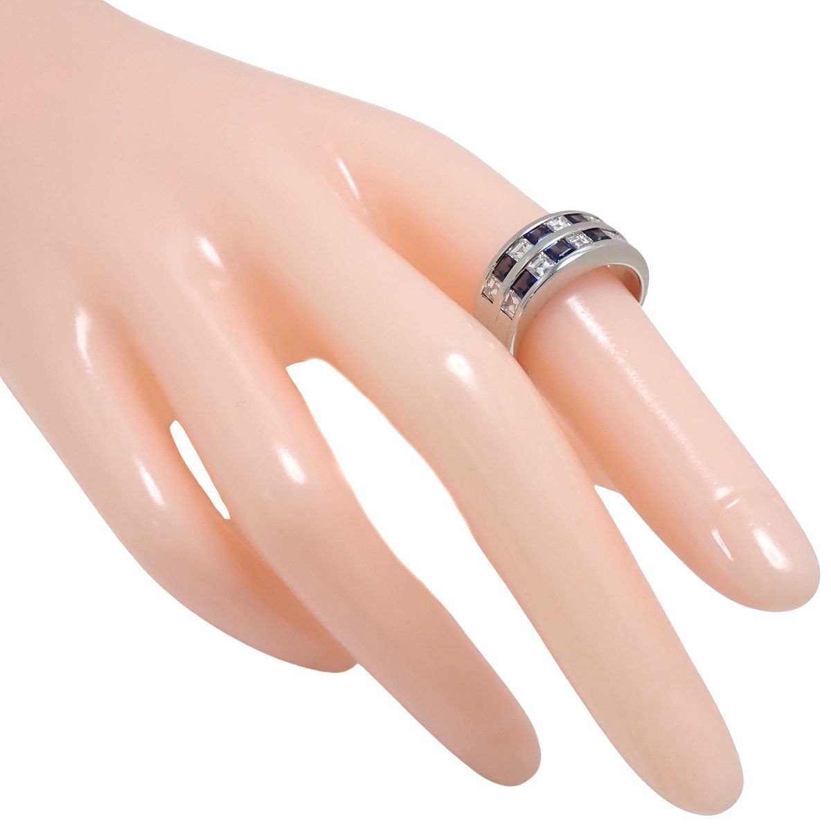 Sapphire and diamond ring, size S0.87/D0.92, platinum Pt900, 10.0g