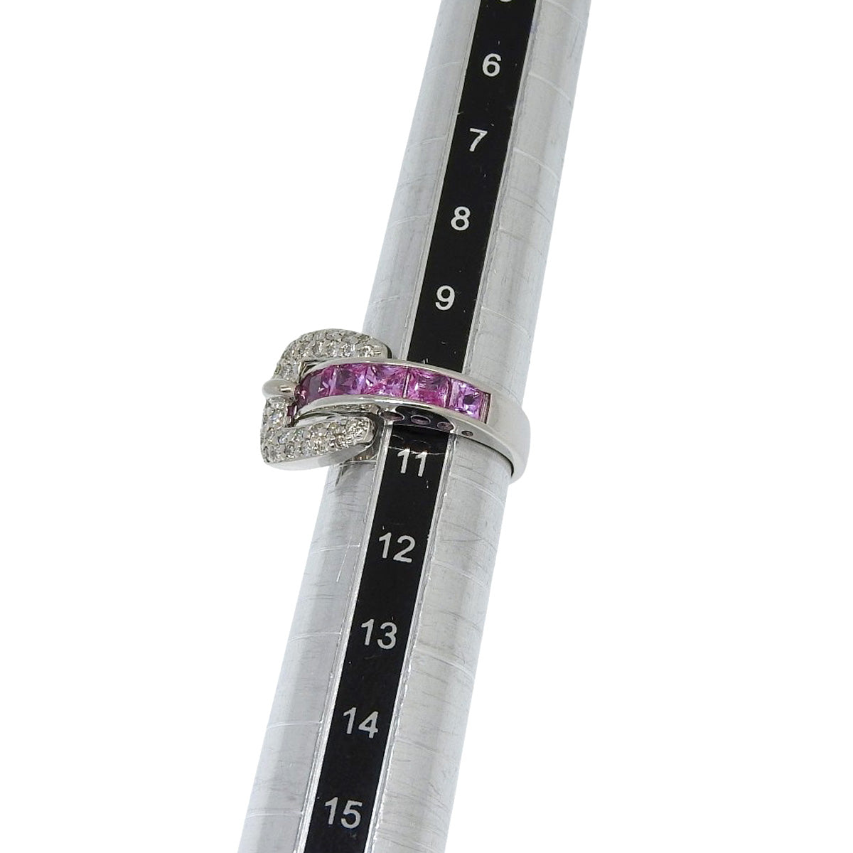 Belt motif pink sapphire and diamond ring PS2.06/D0.40 White gold K18WG 6.7g