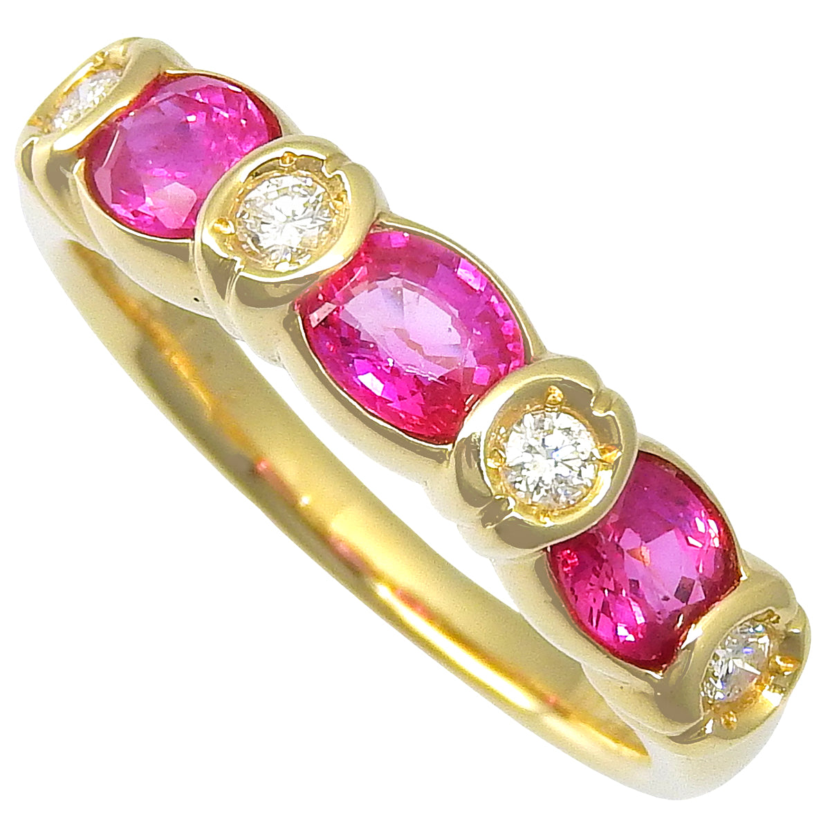 ルビー ダイヤモンド リング R1.16/D0.15 イエローゴールド K18YG 4.3g