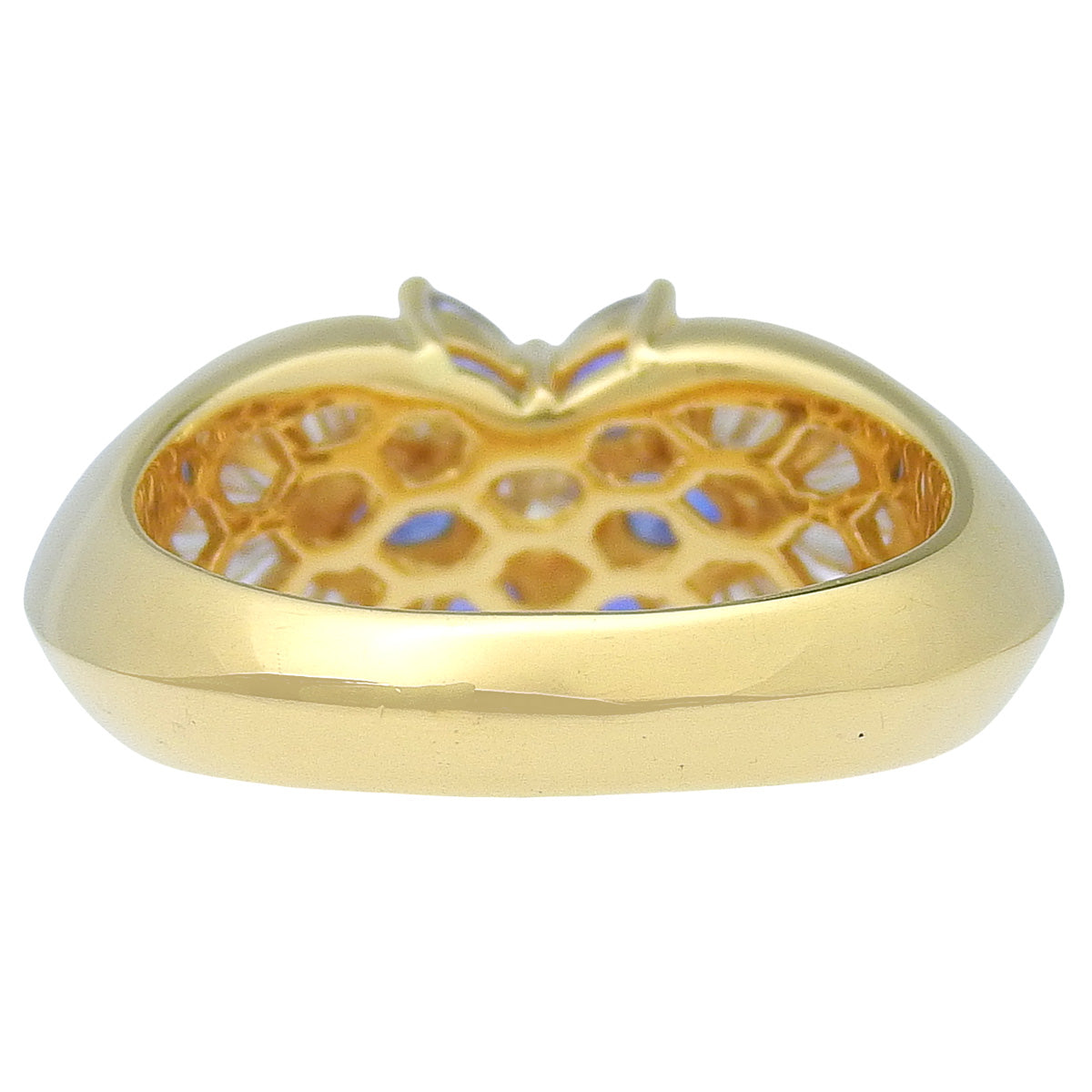 サファイア フラワー リング S0.87/D0.50,0.15 K18YG 7.8g