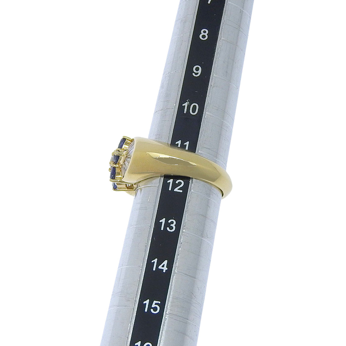 サファイア フラワー リング S0.87/D0.50,0.15 K18YG 7.8g