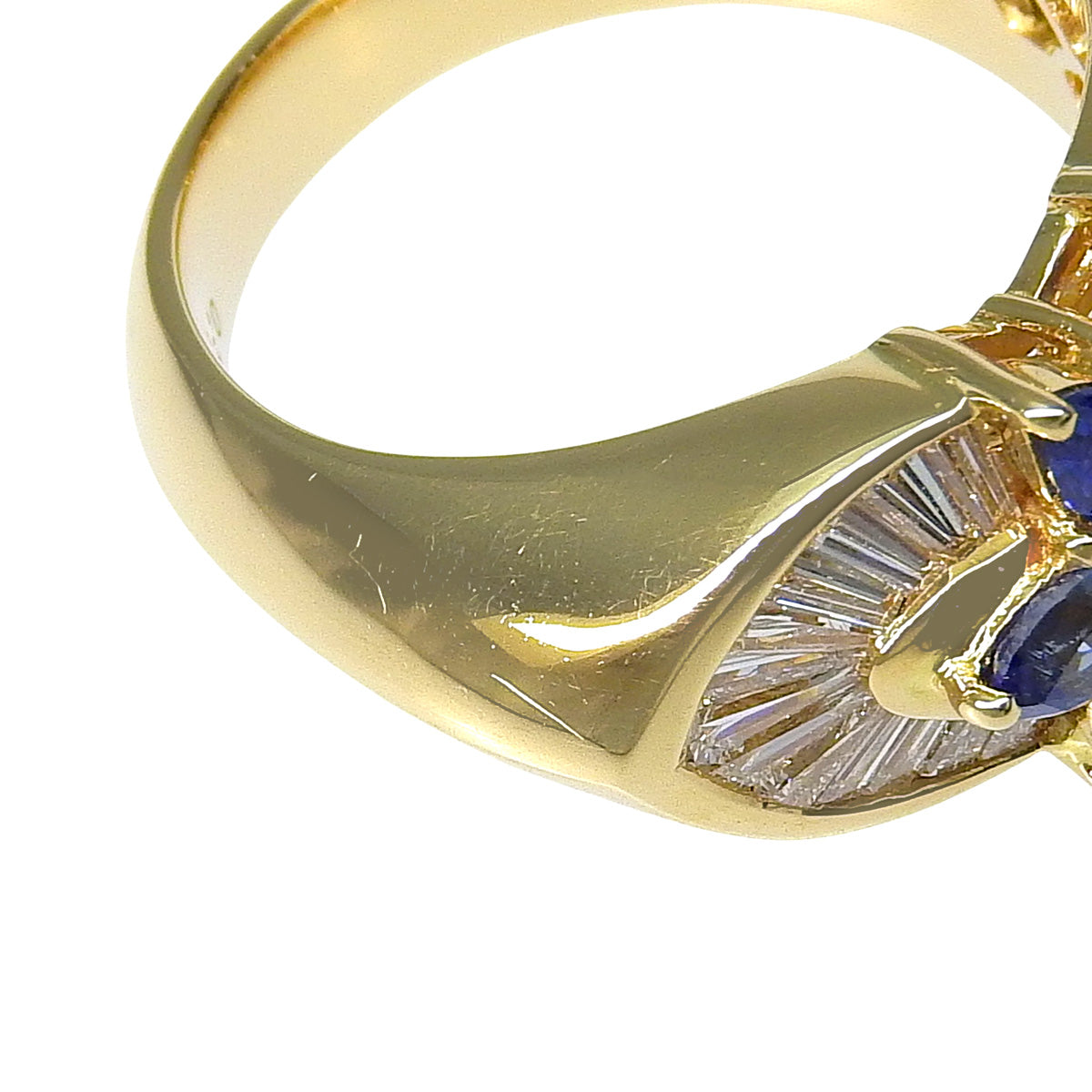 サファイア フラワー リング S0.87/D0.50,0.15 K18YG 7.8g