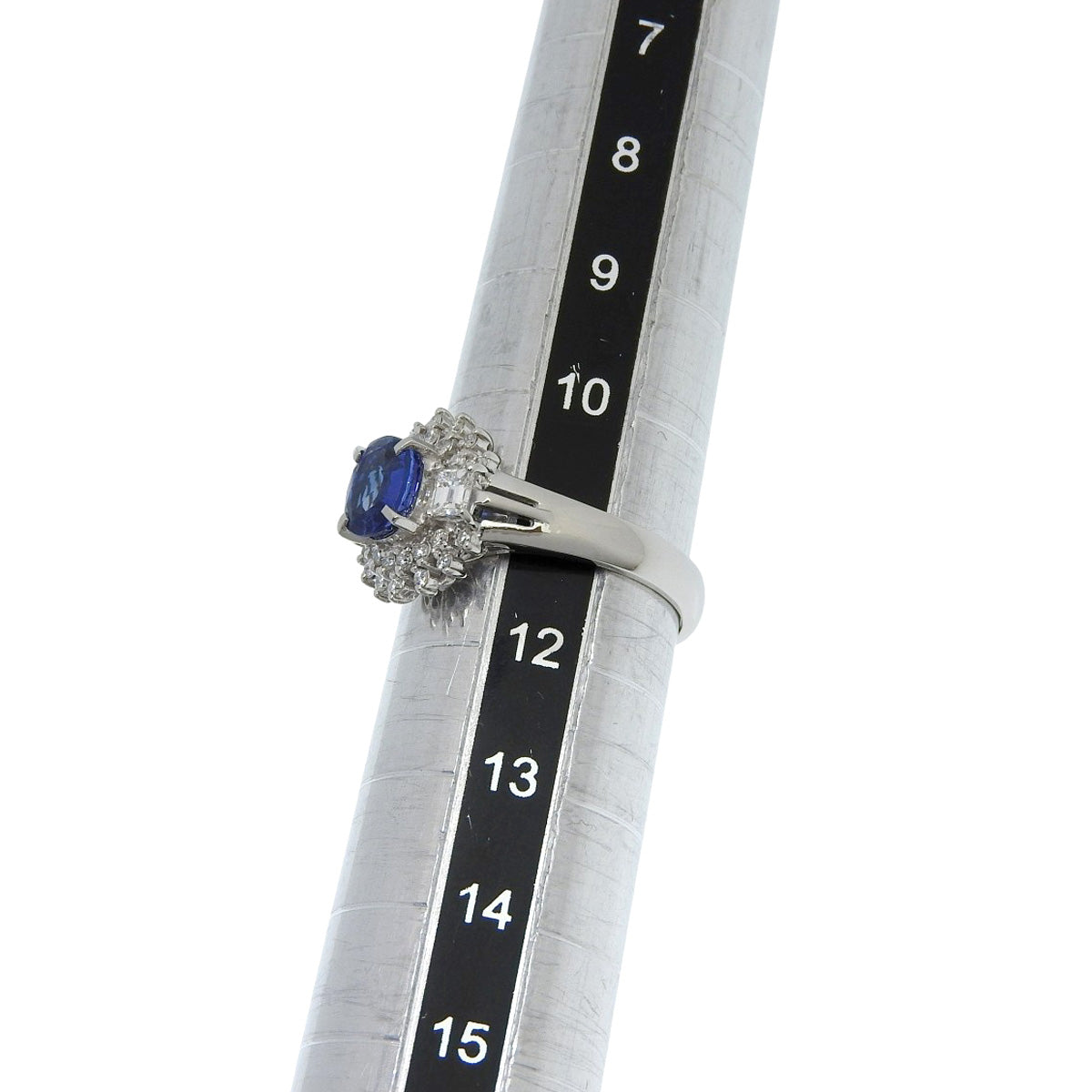 Sapphire and diamond ring, S1.078/D0.37, platinum Pt900, 5.5g