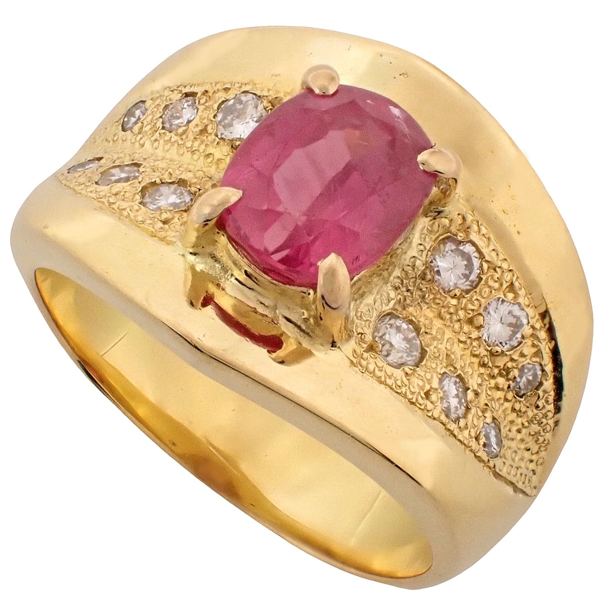 ピンクサファイア ダイヤモンド リング PS1.85/D0.23 イエローゴールド K18YG 10.7g