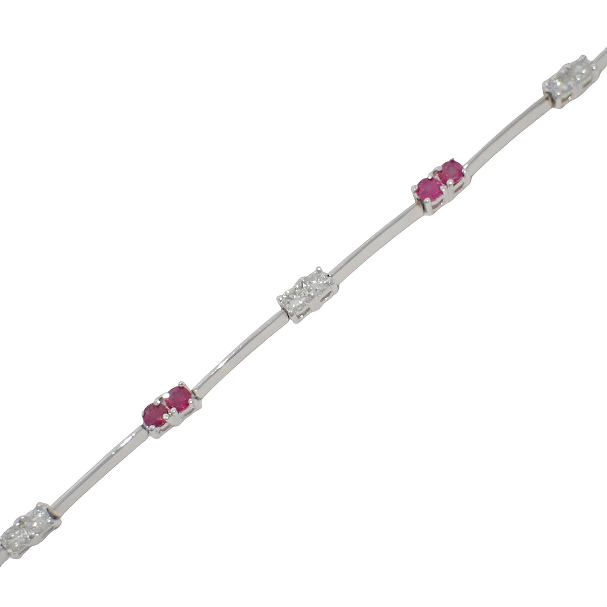 ルビー ダイヤモンド ブレスレット R0.75/D0.41 K18WG 6.7g