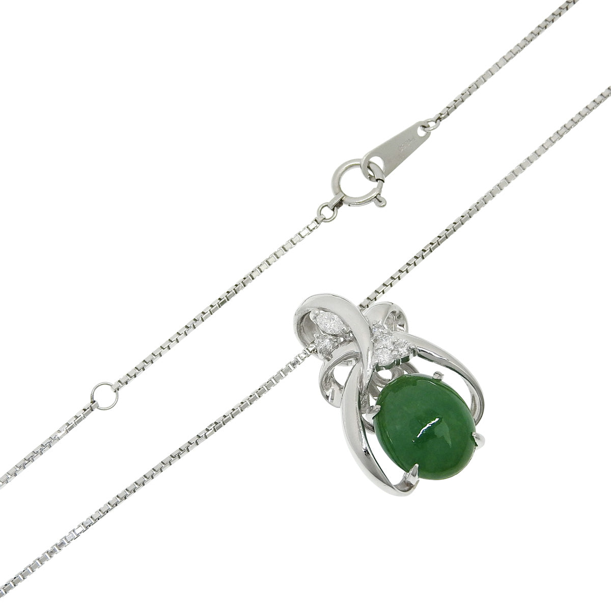 Jadeite and diamond necklace, H4.48/D0.20, platinum, Pt900, Pt850, 11.8g