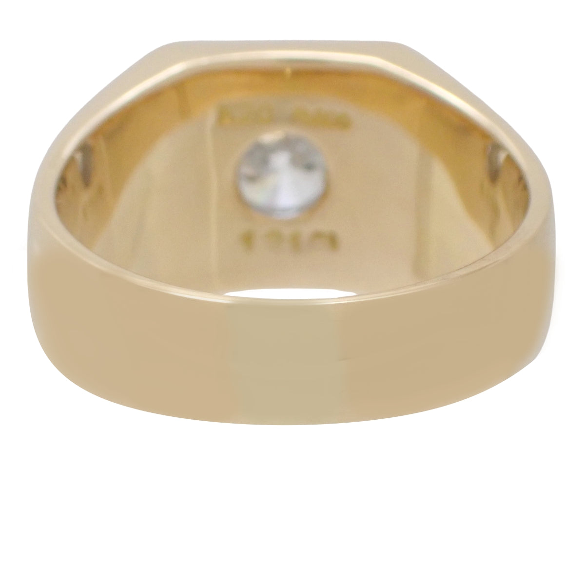 印台 一粒ダイヤ リング D1.21 イエローゴールド K20YG プラチナ Pt900 19.2g