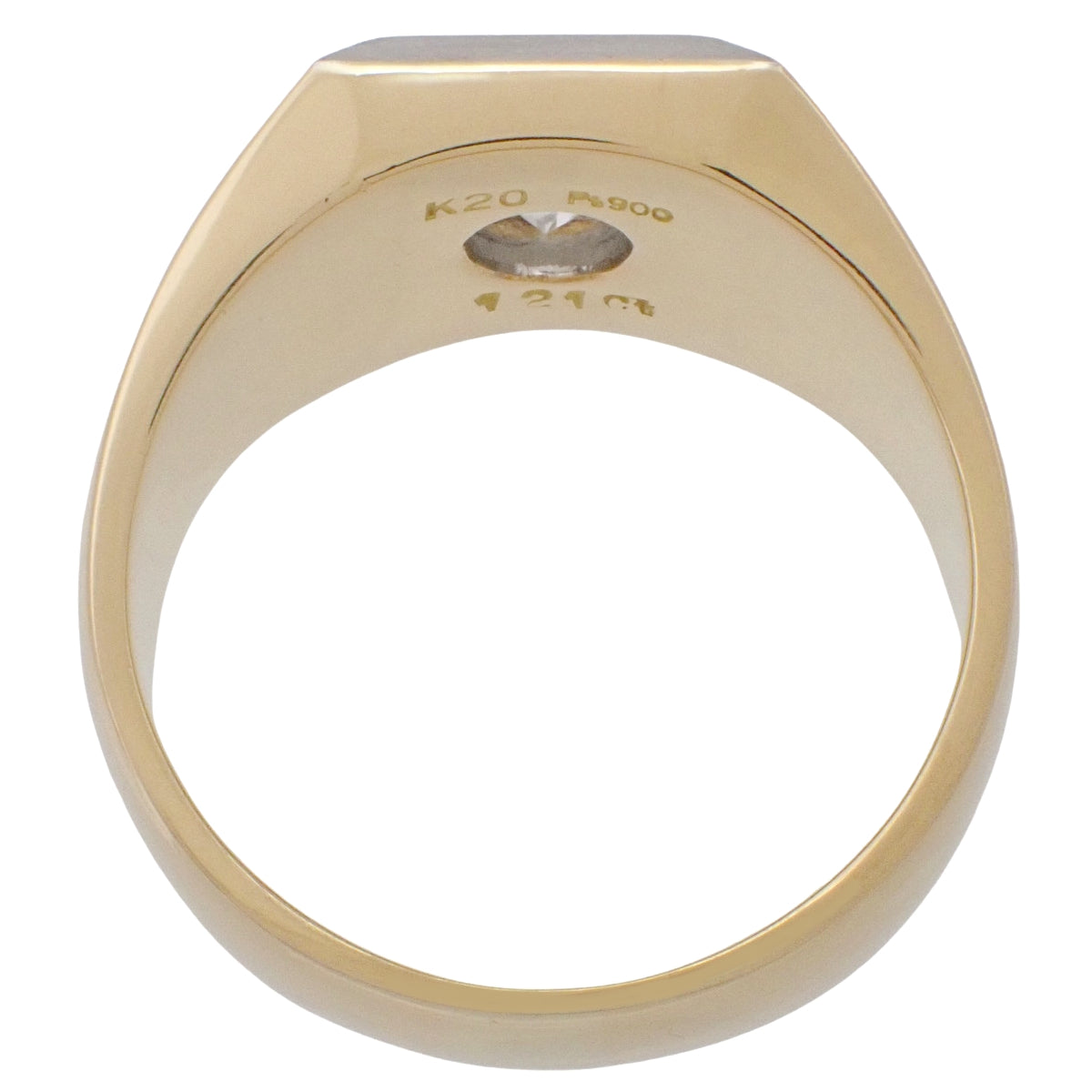 印台 一粒ダイヤ リング D1.21 イエローゴールド K20YG プラチナ Pt900 19.2g