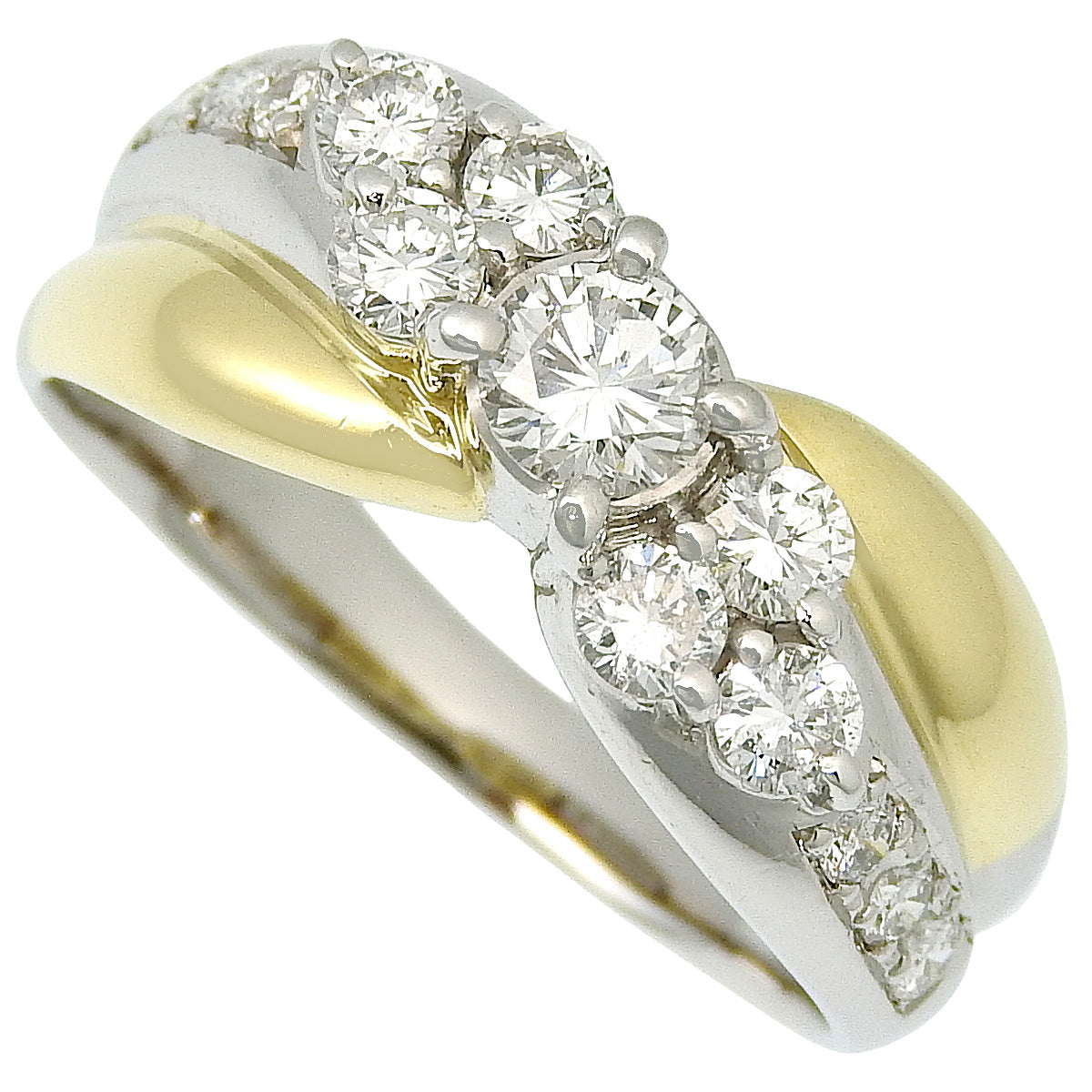 Diamond Combination Ring D0.80 Platinum Pt900 Yellow Gold K18YG 6.4g