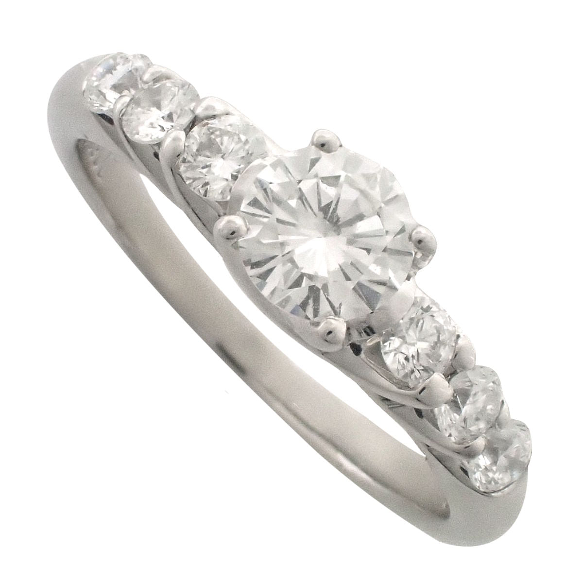 Diamond Ring D0.46,0.36 Platinum Pt900 Size 13(US 6.5) 5.4g