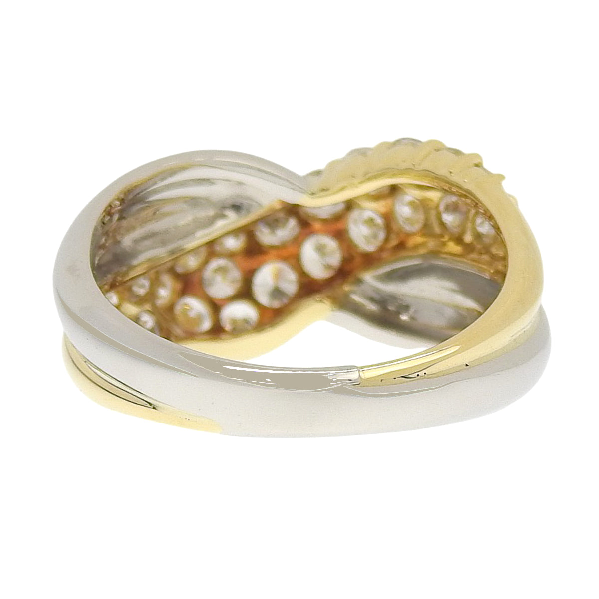 ツーカラー ツイスト リング D1.00 イエローゴールド K18YG プラチナ Pt900 7.1g