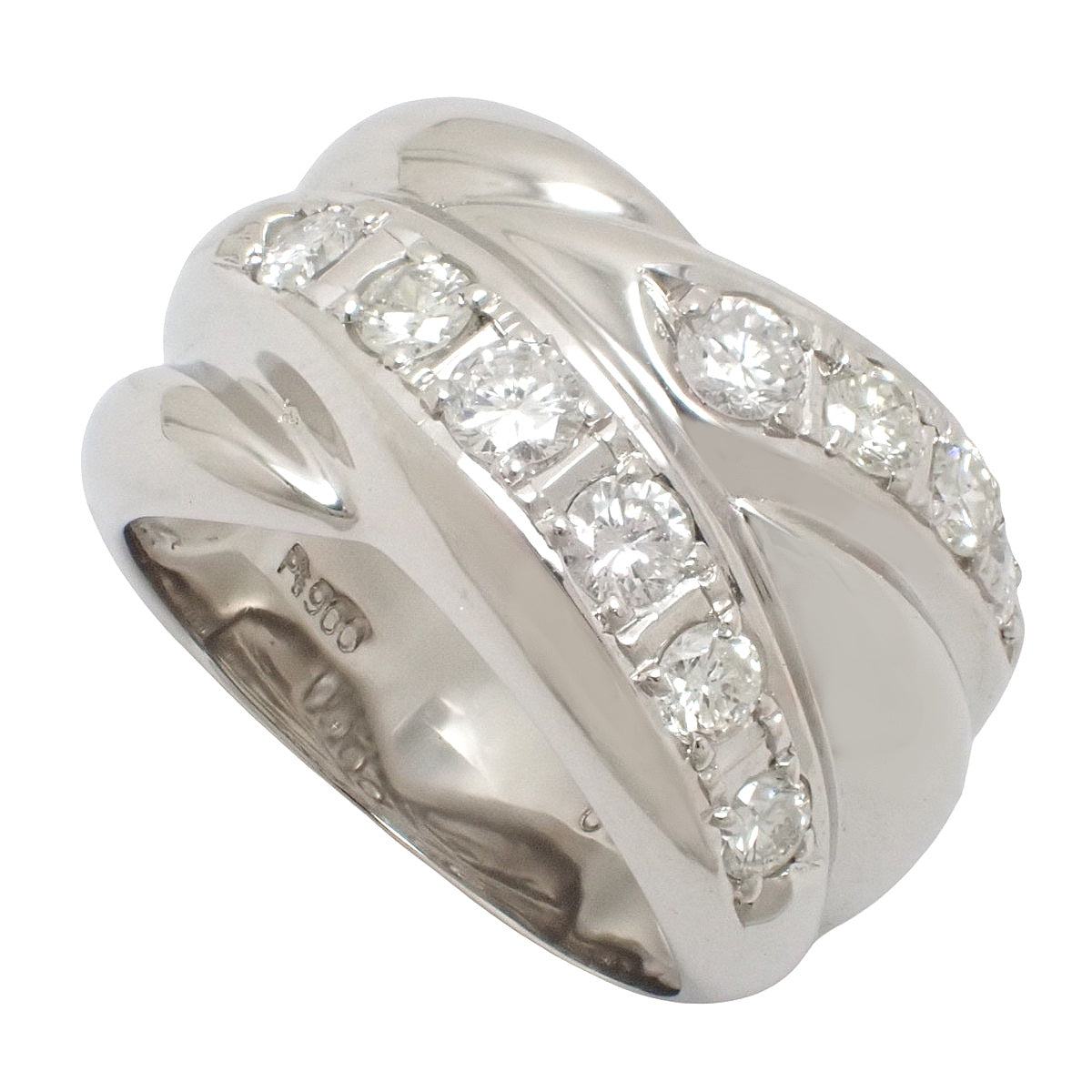 Diamond Ring D1.00 Platinum Pt900 Size 14 (US 7) 14.9g