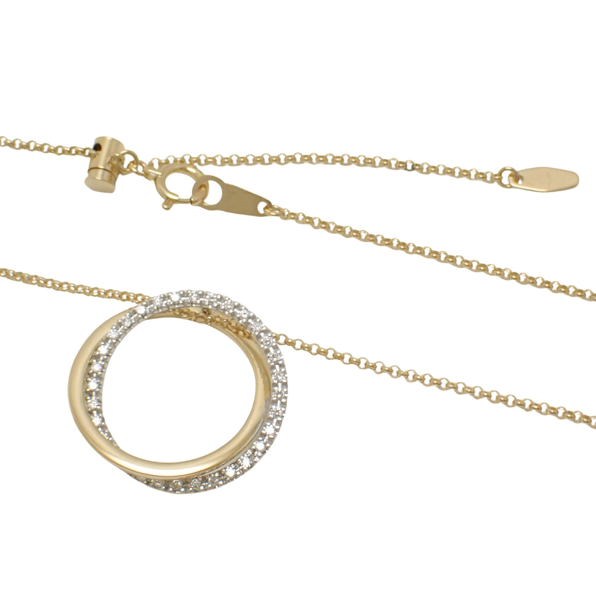 Diamond Necklace D0.17 Yellow Gold K18YG White Gold K18WG 7.4g
