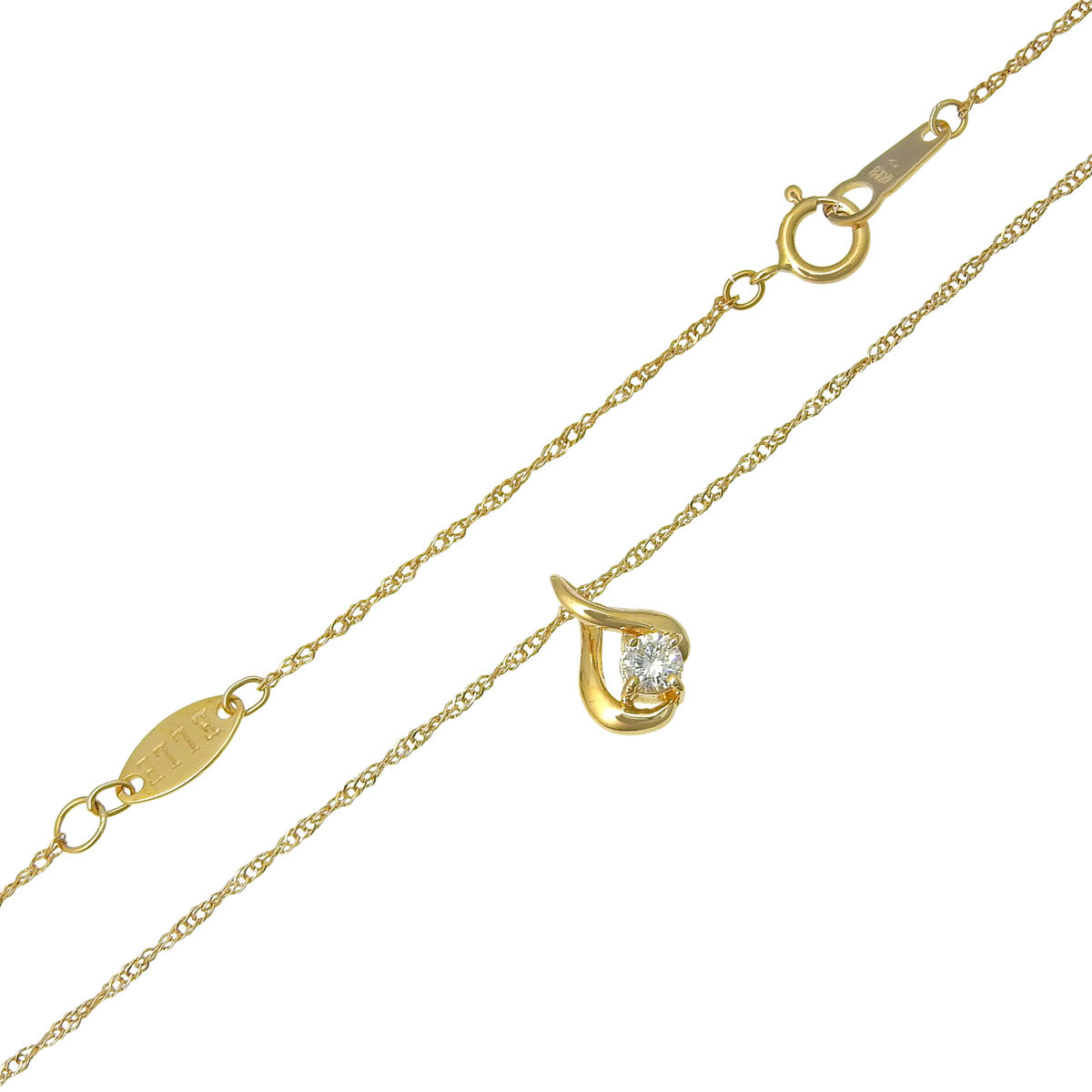 1P Diamond Necklace, Diamond D0.1, Yellow Gold K18YG, 1.5g