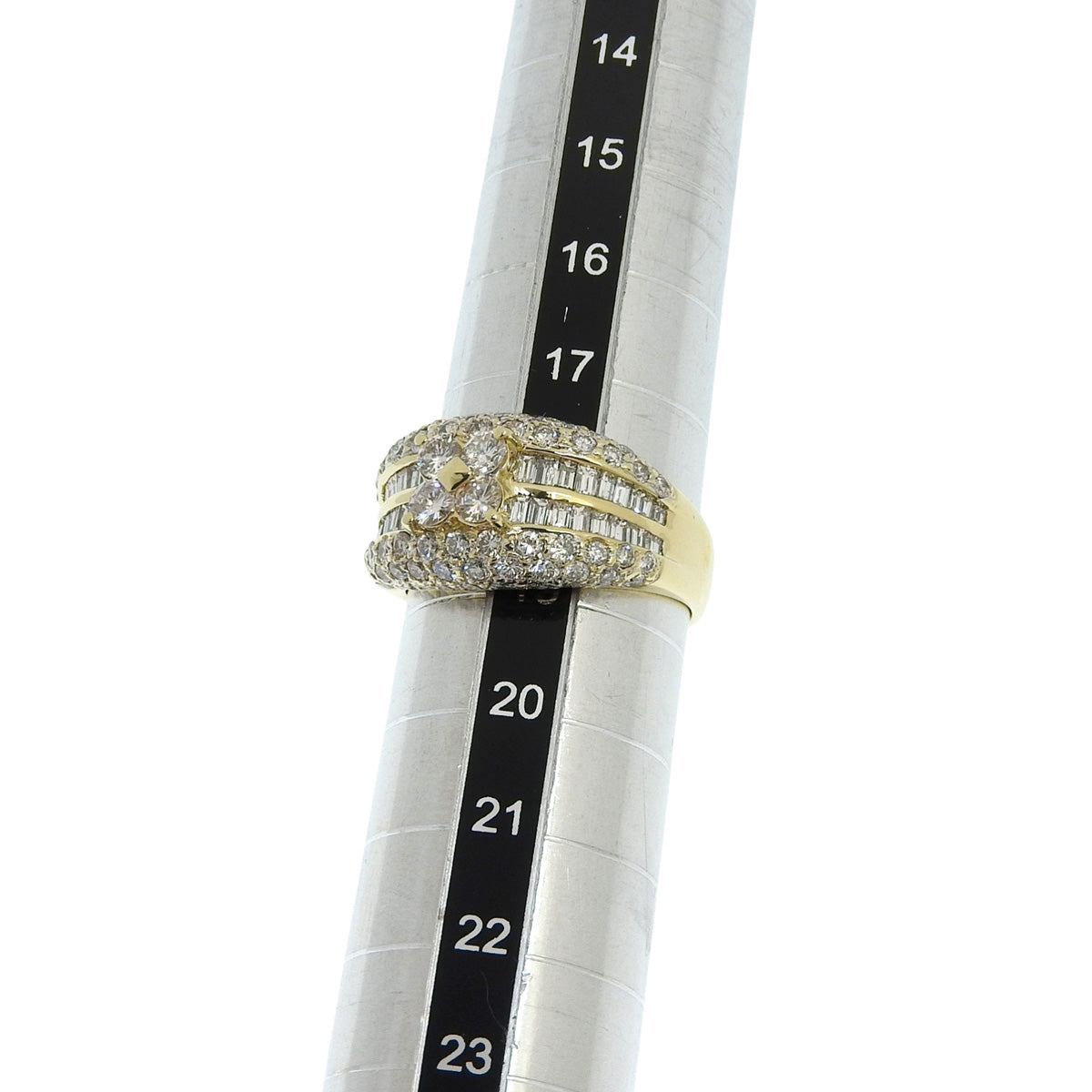 ダイヤモンド フラワーリング D3.00 イエローゴールド K18YG 18(58)号 8.8g