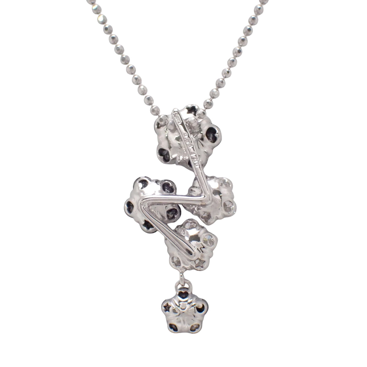 ブラックダイヤモンド フラワーネックレス BD1.00/D0.56 ホワイトゴールド K18WG 7.3g