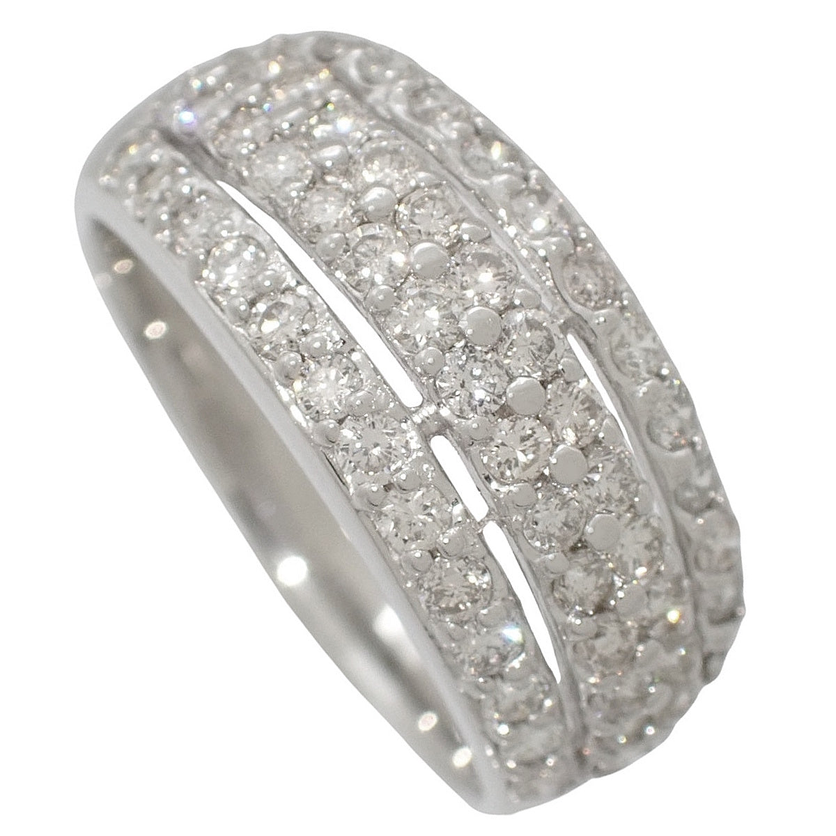 Mitsukoshi Half Pavé Diamond Ring D1.00 Platinum Pt900 Size 15 (US 7.25) 7.2g