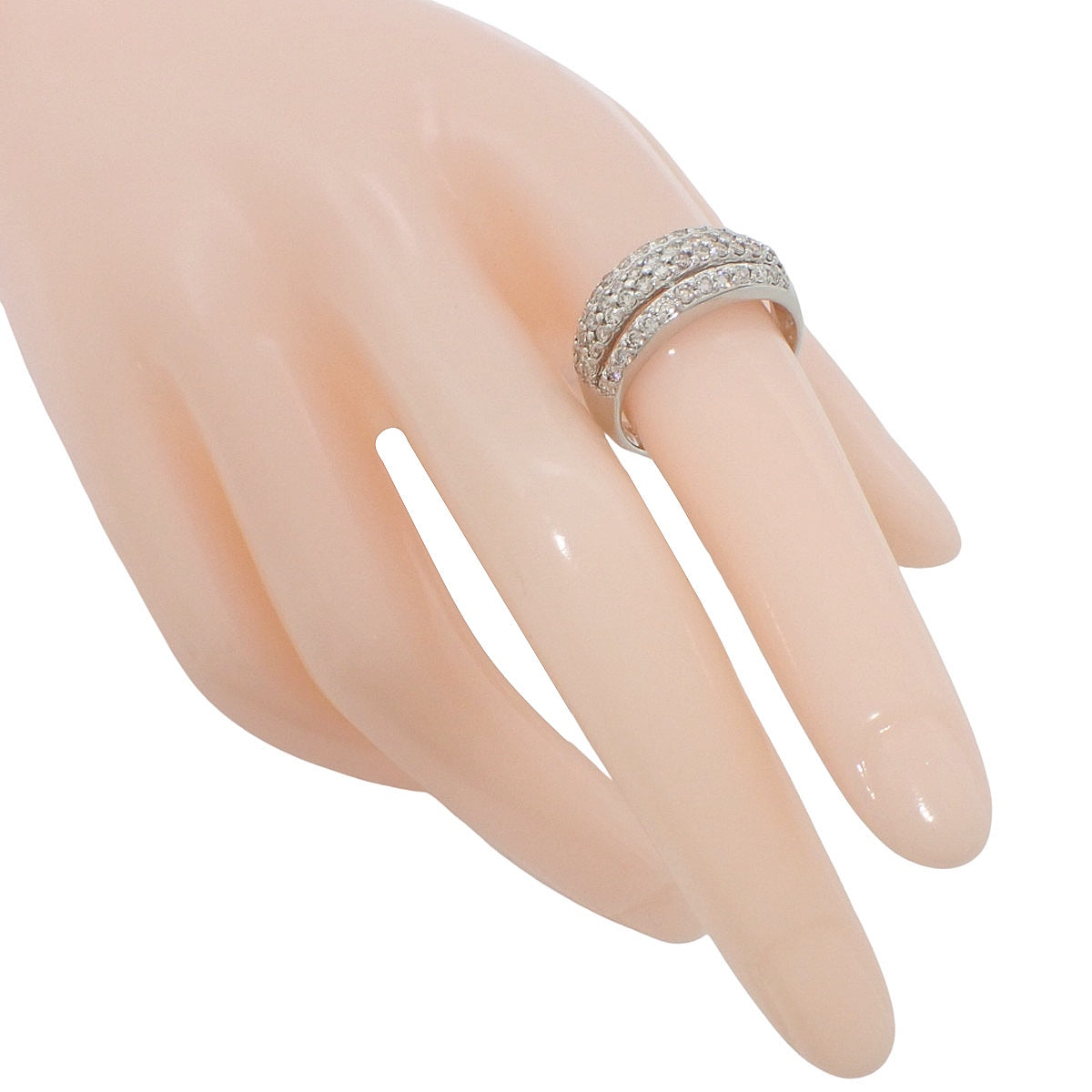 Mitsukoshi Half Pavé Diamond Ring D1.00 Platinum Pt900 Size 15 (US 7.25) 7.2g