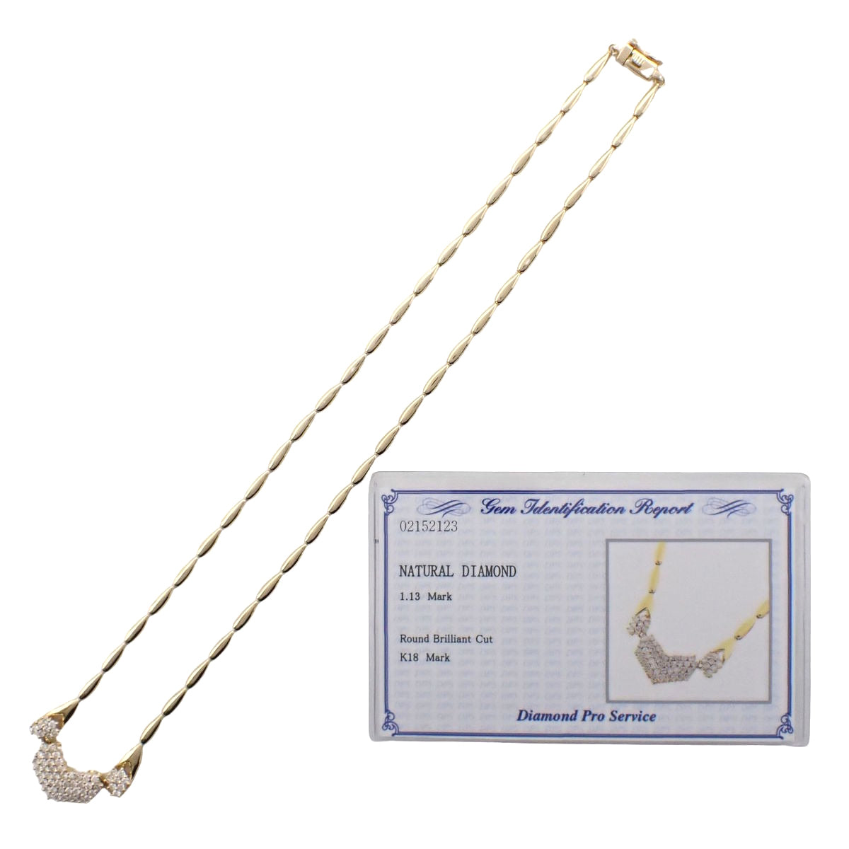 Diamond necklace D1.13 in 18K yellow gold