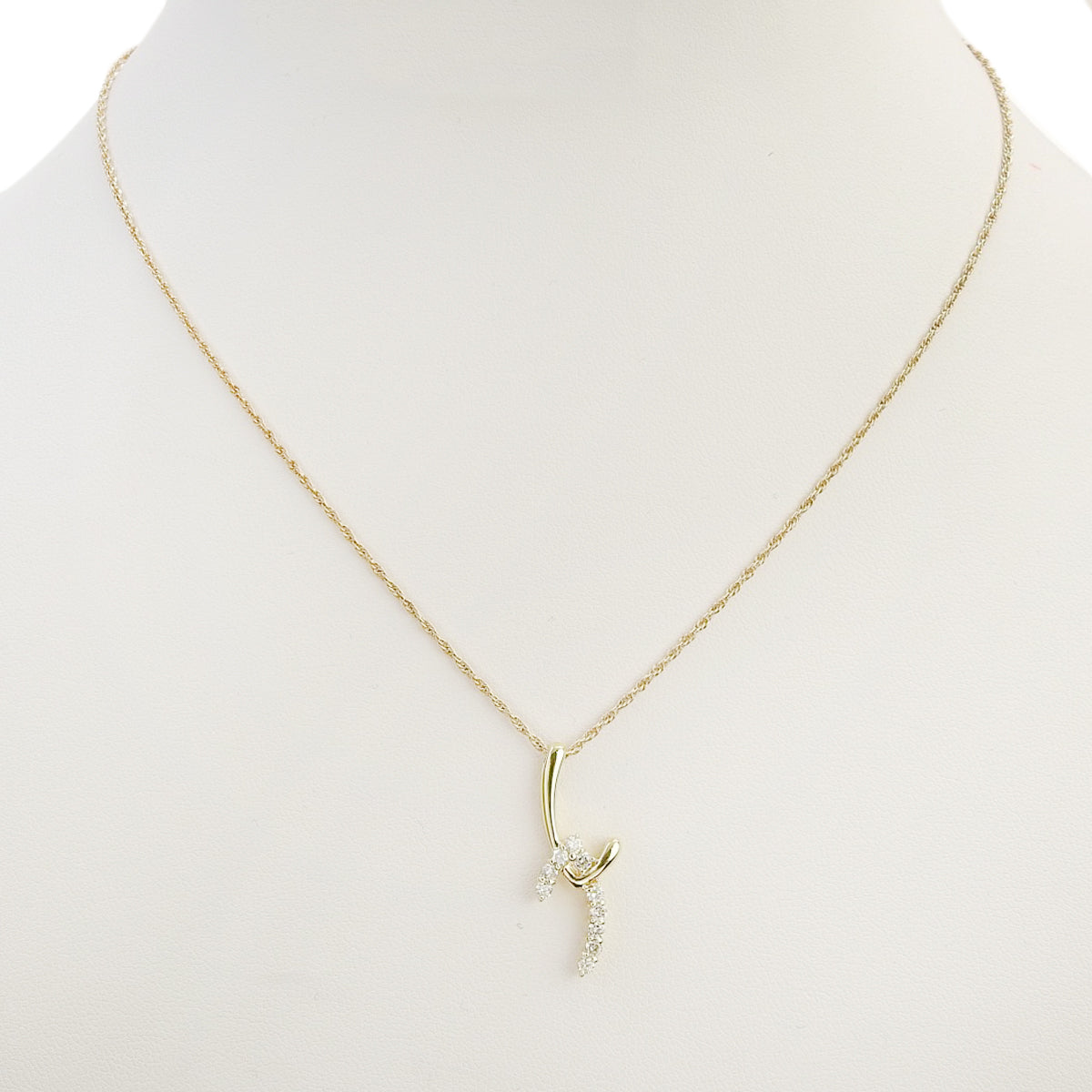 Diamond necklace D0.30 Yellow gold K18YG 3.8g