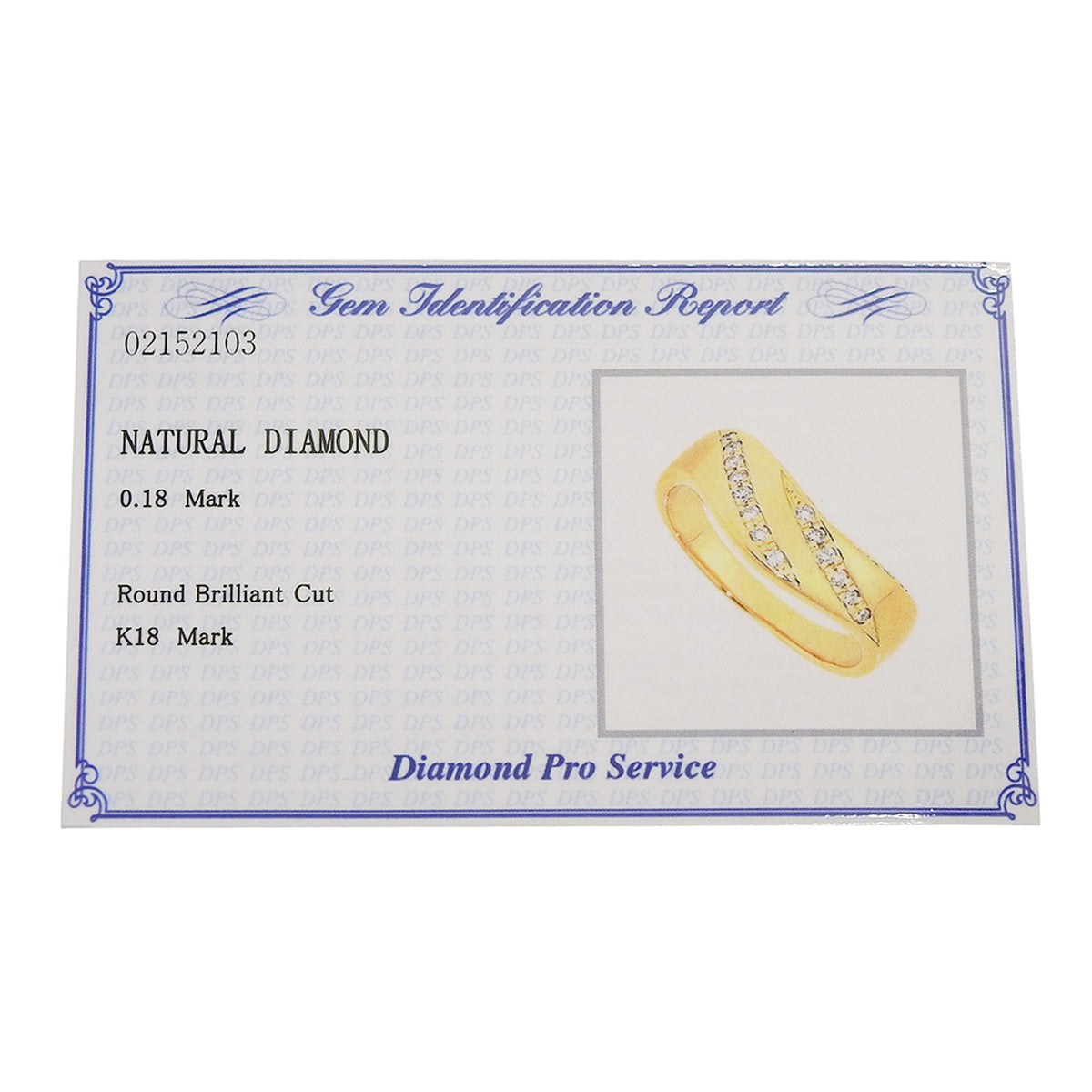 Diamond Line Ring D0.18 Yellow Gold K18YG 5.8g