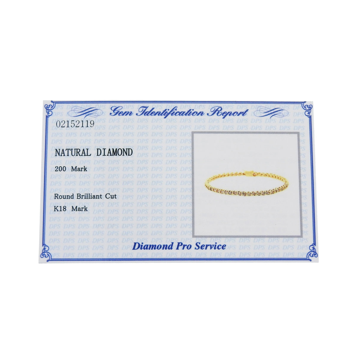 钻石网球手链 D2.00 18K黄金 K18YG 10.4克