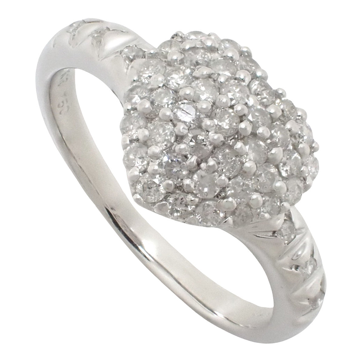 ダイヤモンド ハートリング D0.50 ホワイトゴールド K18WG 13(53)号 3.6g