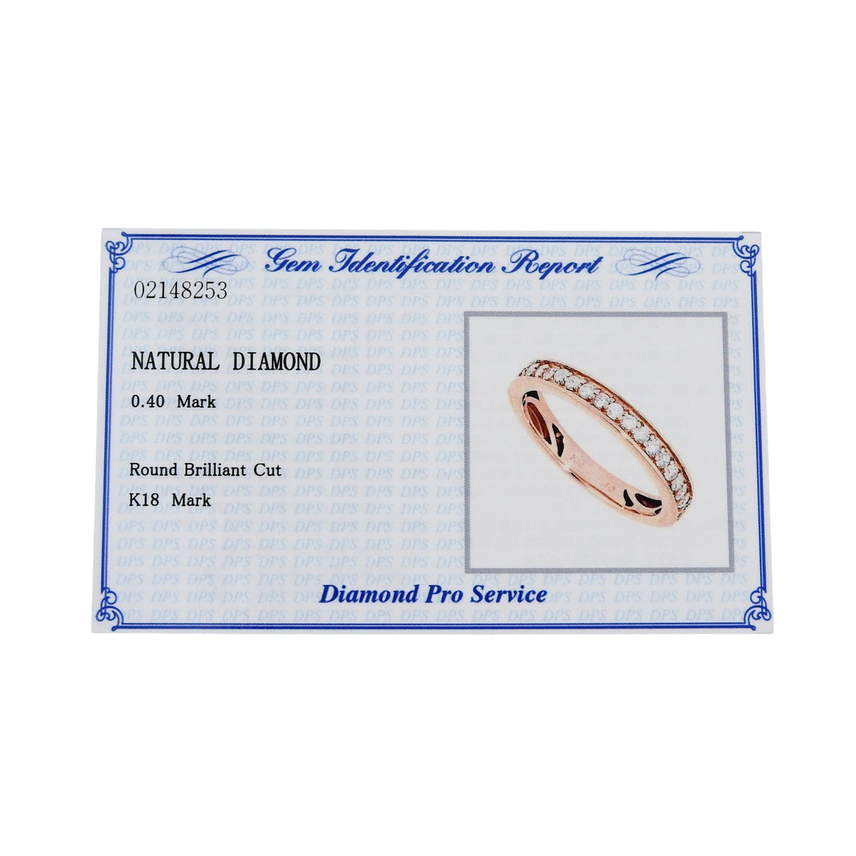 Half Eternity Diamond Ring D0.40 K18PG Size 14 (54) 3.6g
