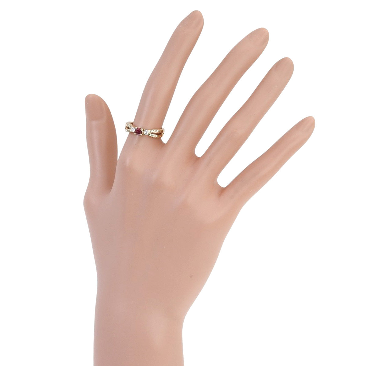Ruby and diamond ring, R0.42/D0.17, 18K yellow gold, 5.2g