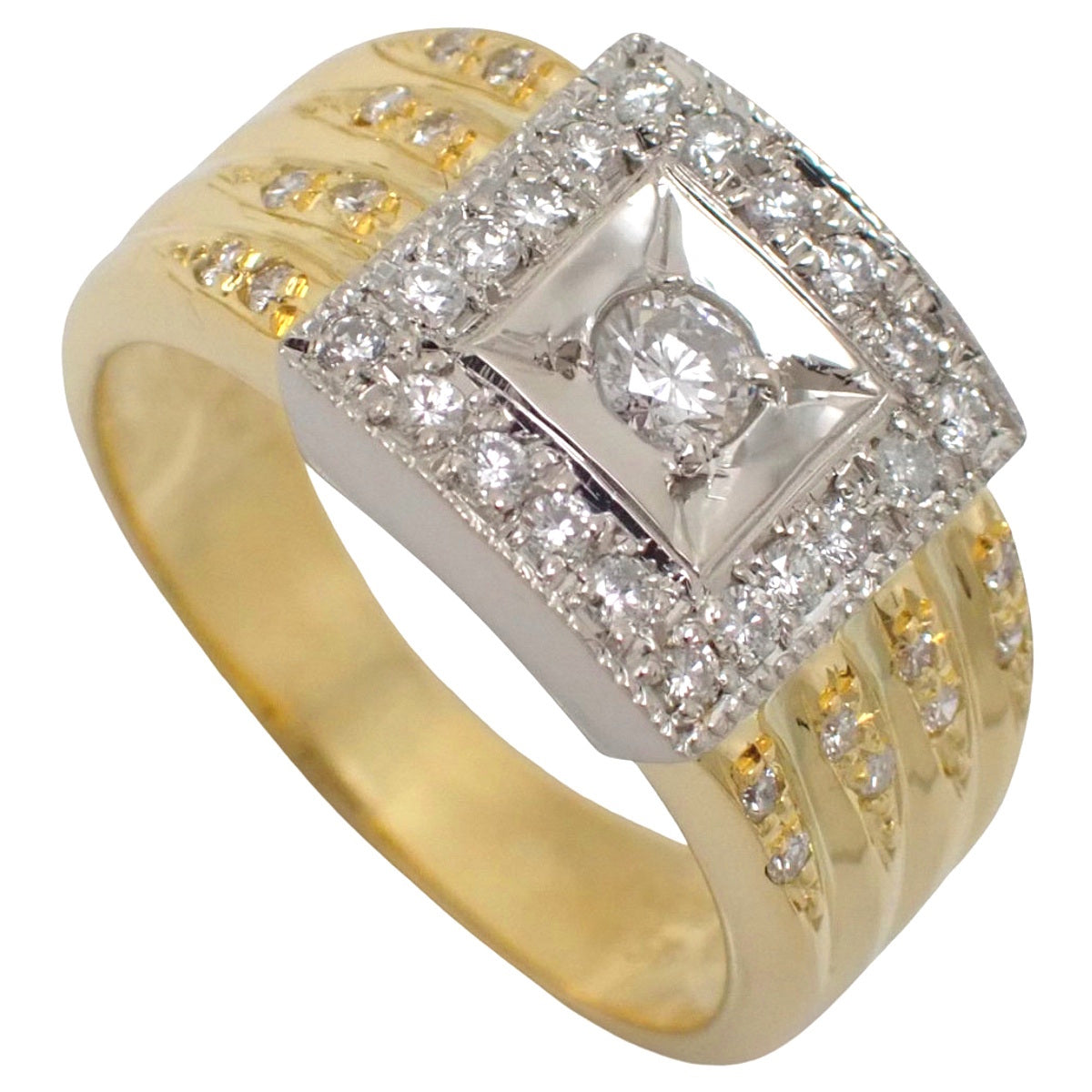 ダイヤモンド リング Ｄ0.56 プラチナ Pt900 イエローゴールド K18YG 18(58)号 11.0g