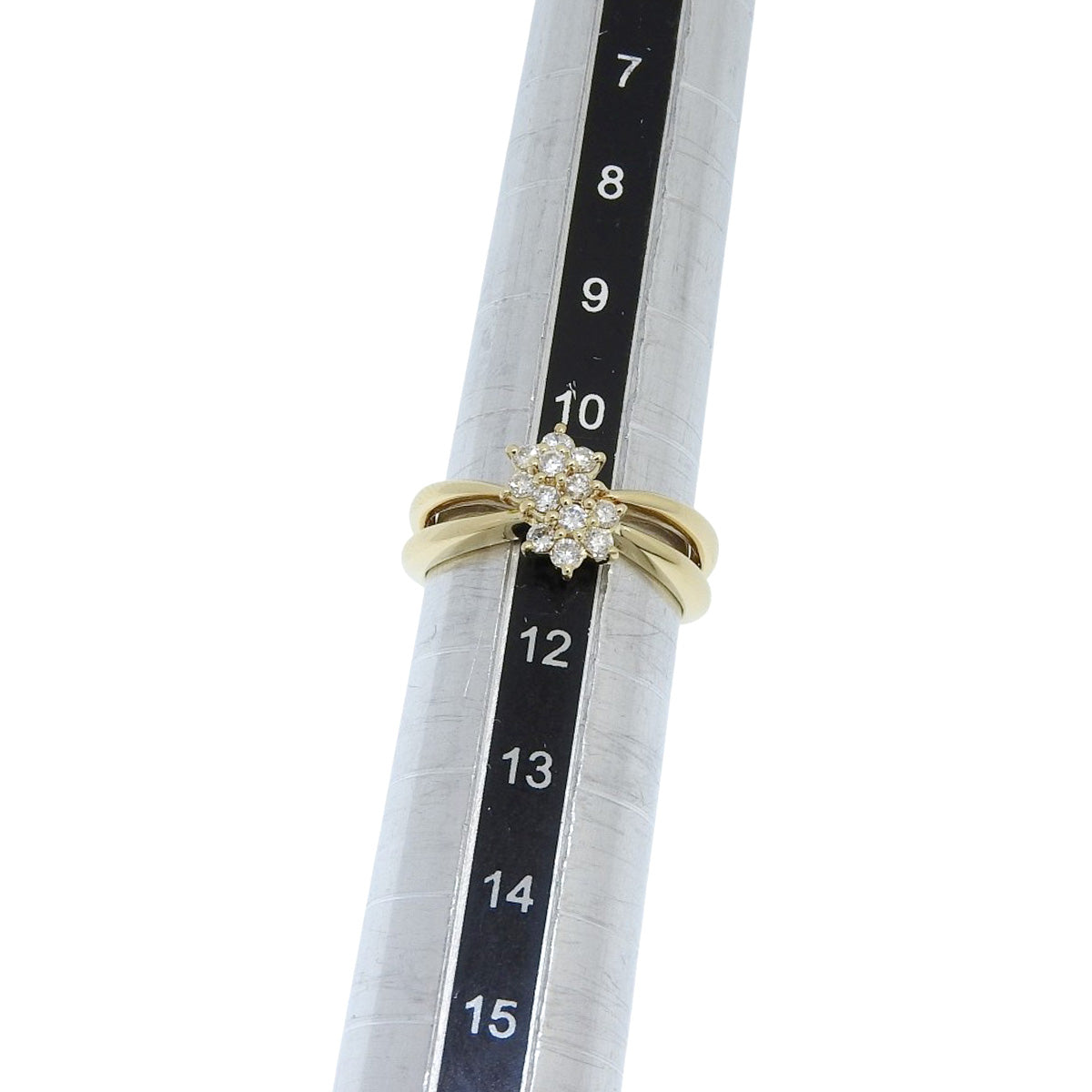フラワー ダイヤ リング D0.30 イエローゴールド K18YG 4.9g