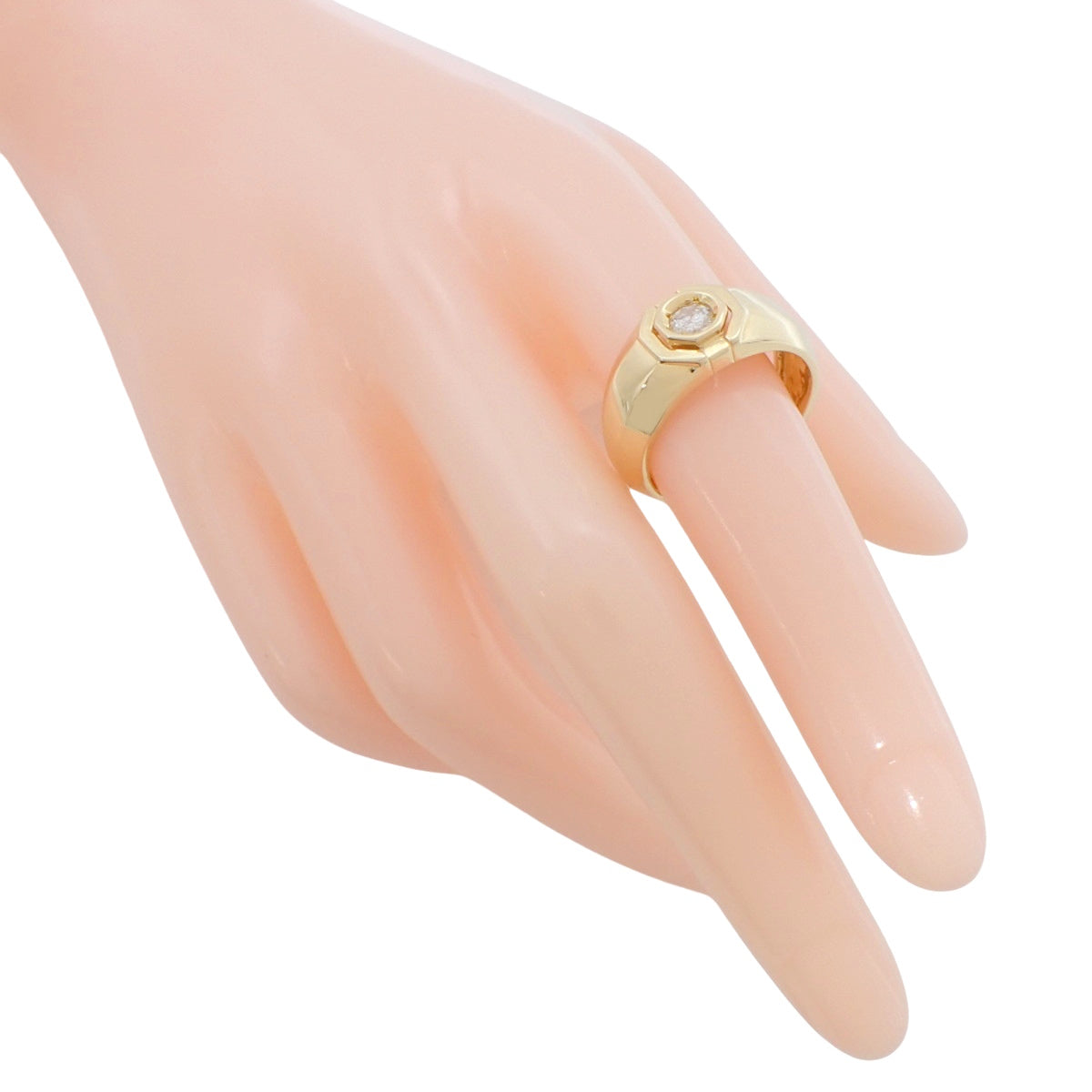1PD Diamond Ring D0.2 Yellow Gold K18YG Size 16.5 (US 7.75) 6.1g
