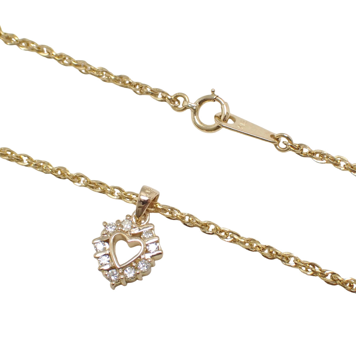 ダイヤモンド ハートネックレス D0.15 イエローゴールド K18YG 4.6g