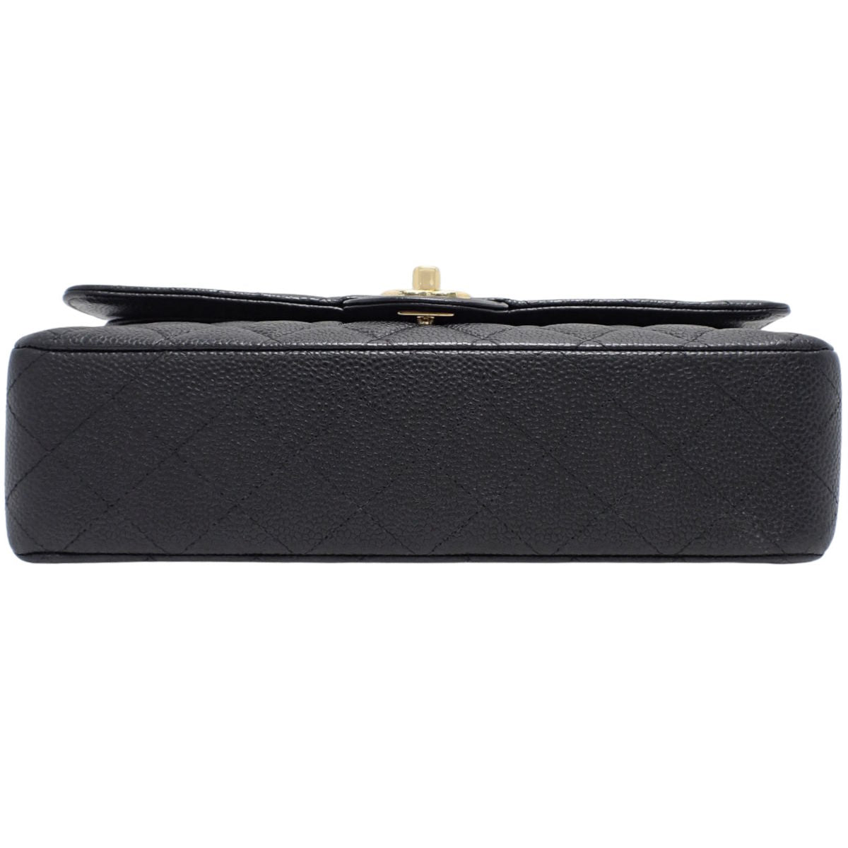 Matelasse Coco Mark W-Flap 25 链条肩背包，鱼子酱纹皮革，黑色 (A01112)