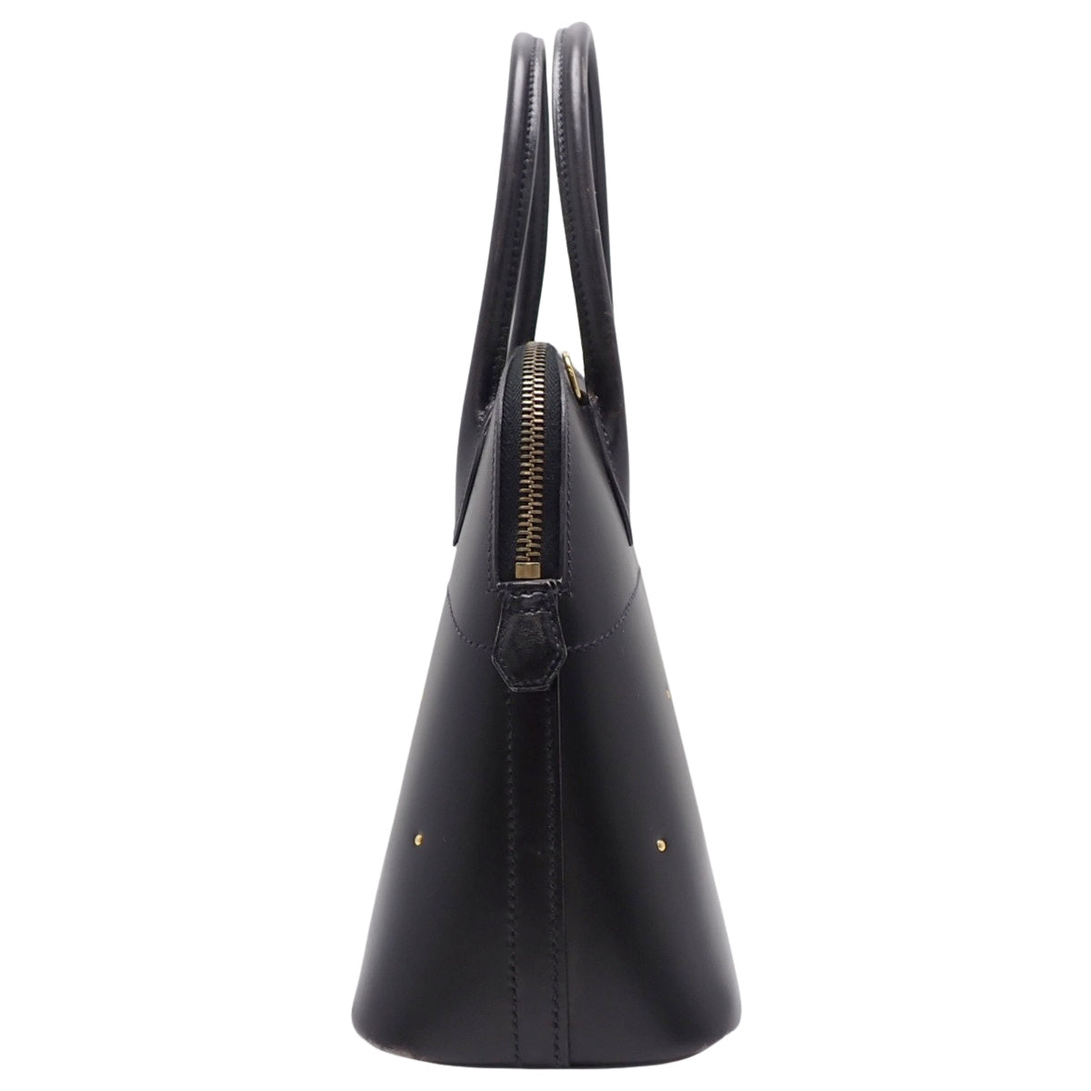 Bolide 27 studded box calf leather in black with gold hardware and a 〇X stamp