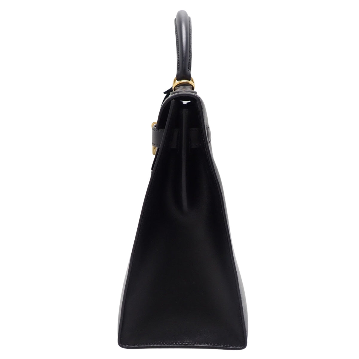 Kelly 32 (Outer Stitch) Box Calf Leather, Black, Gold Hardware, D Stamp