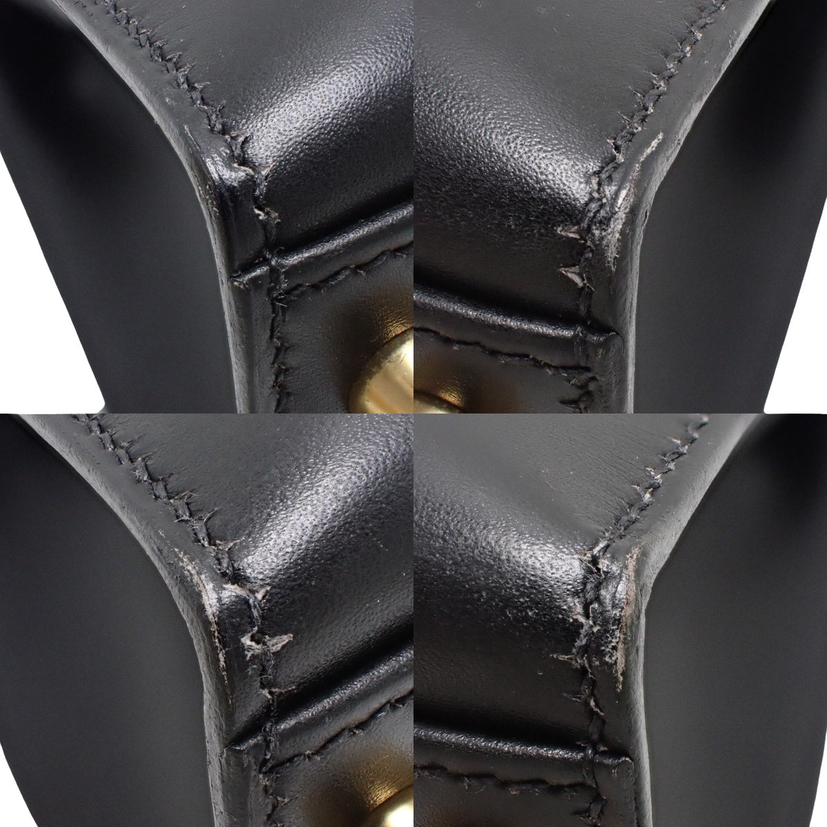 Kelly 32 (Outer Stitch) Box Calf Leather, Black, Gold Hardware, D Stamp