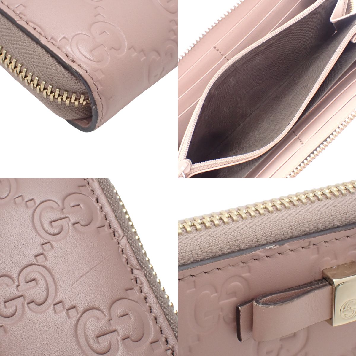 Guccissima Round Zip Long Wallet Pink Beige 388680