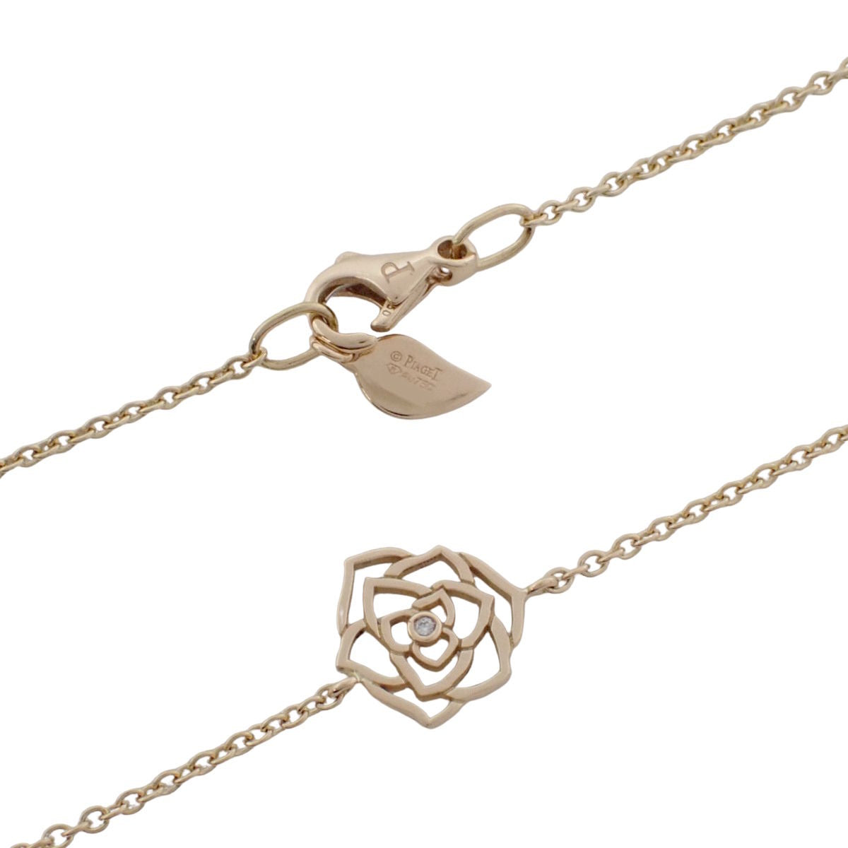 Rose long necklace in 18K yellow gold with diamonds