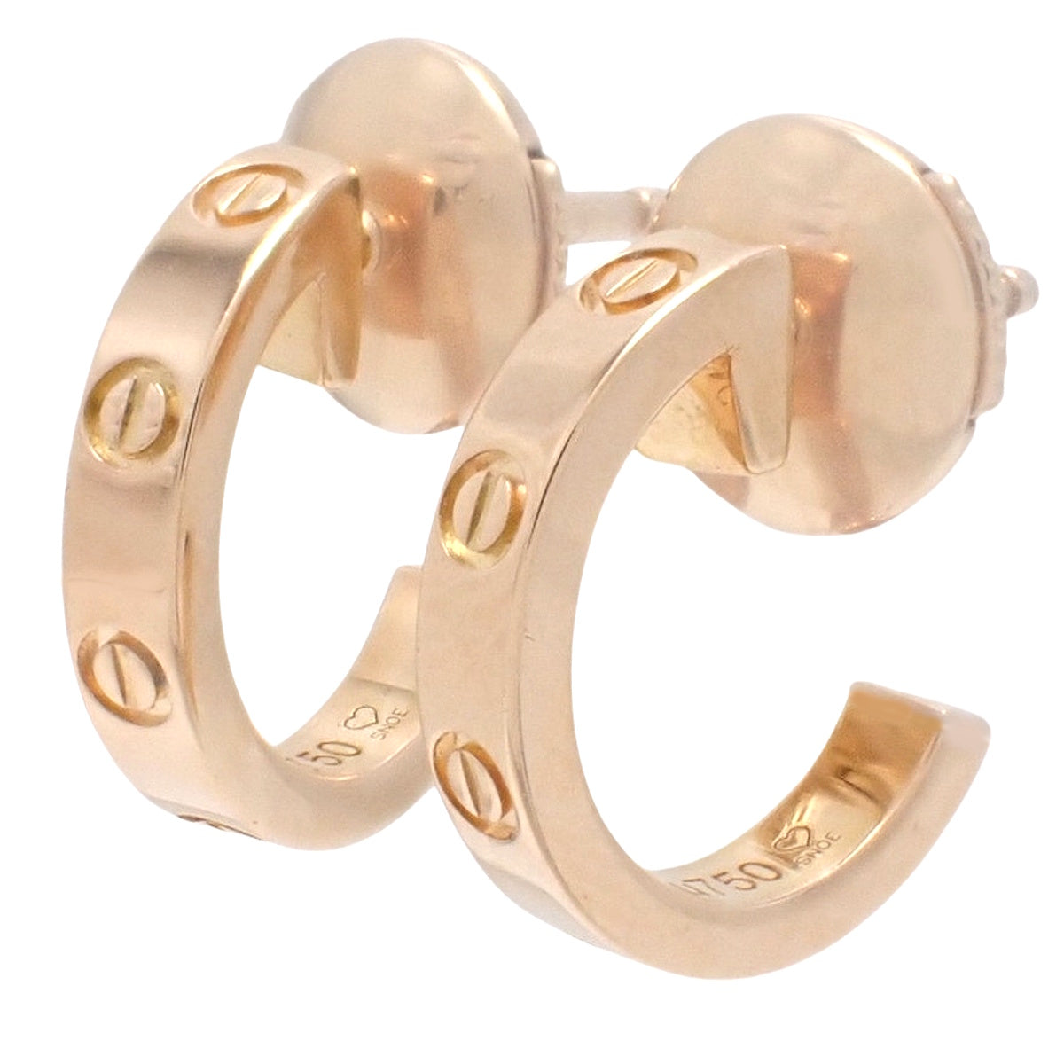 Love Hoop Earrings, Small Model, Pink Gold, K18PG