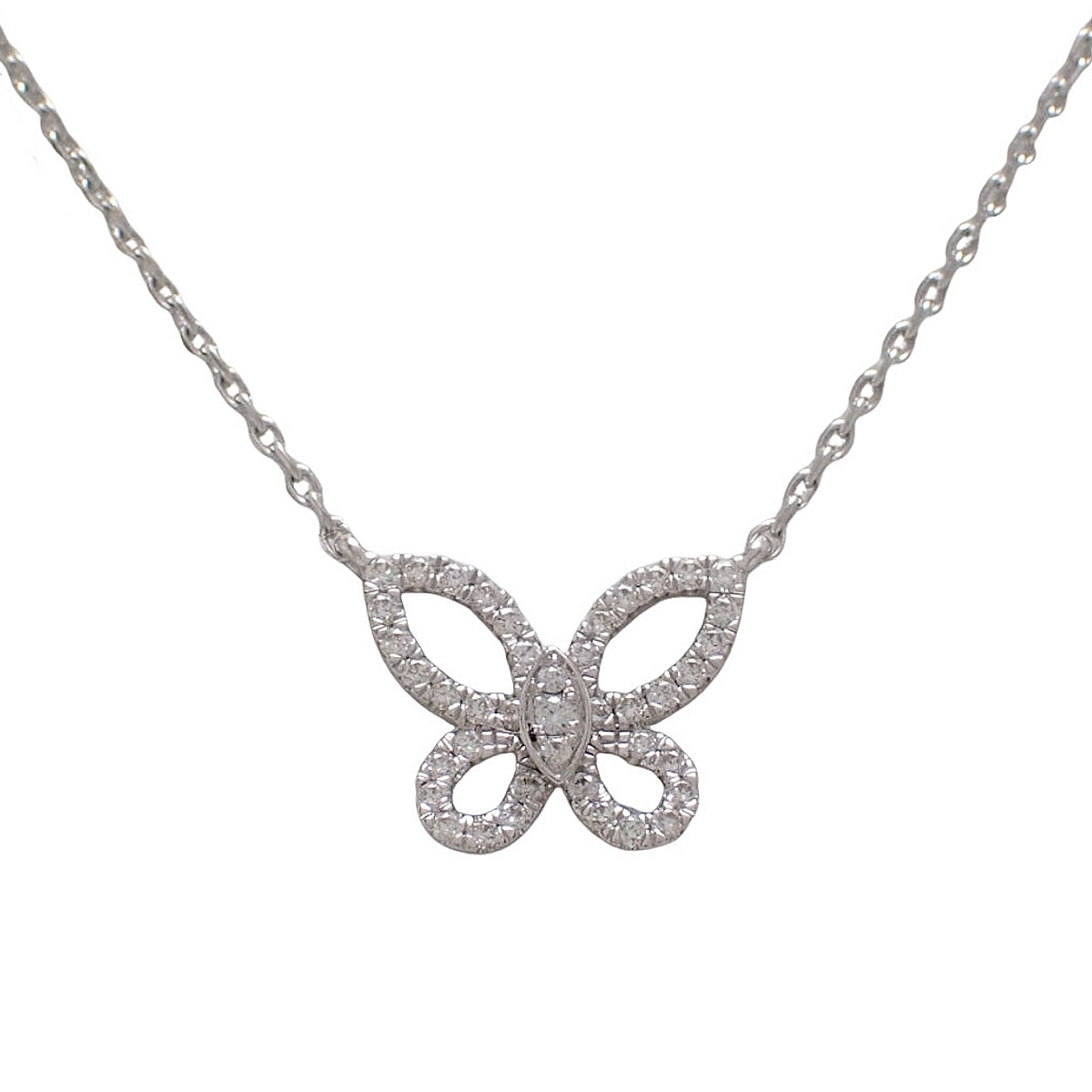Mini Butterfly Silhouette Diamond Pendant in 18K White Gold