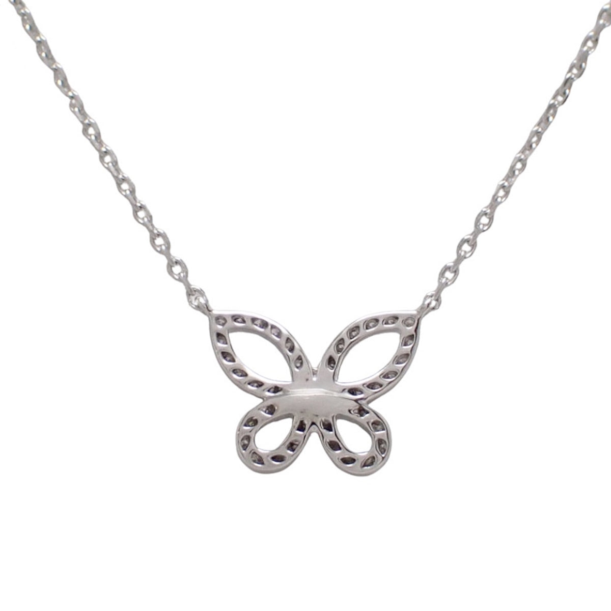 Mini Butterfly Silhouette Diamond Pendant in 18K White Gold