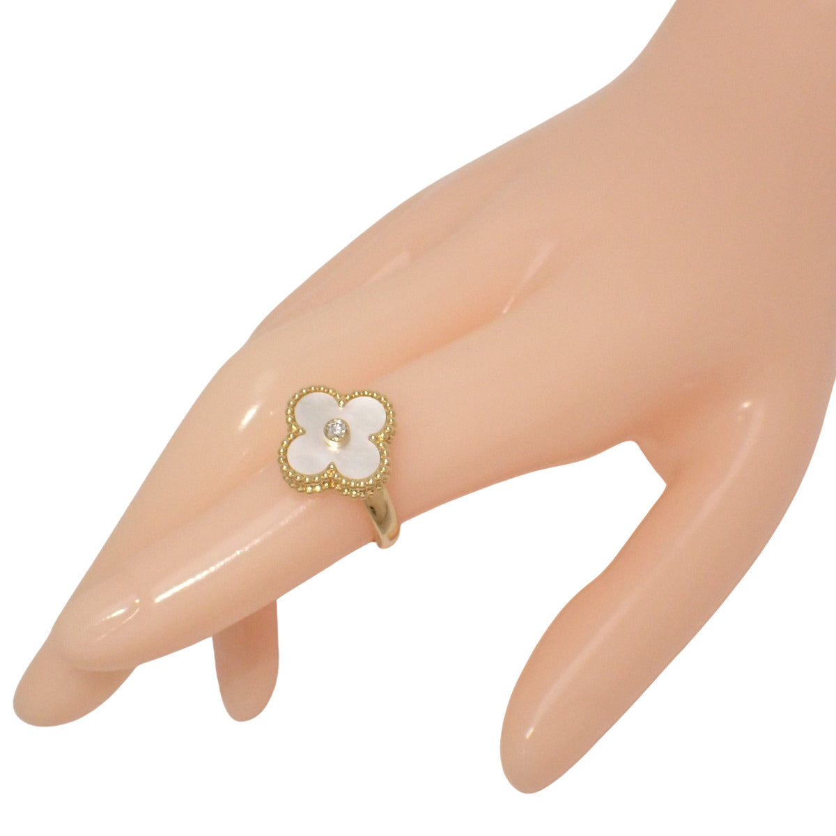 ヴィンテージ アルハンブラ リング マザーオブパール/ダイヤモンド イエローゴールド K18YG